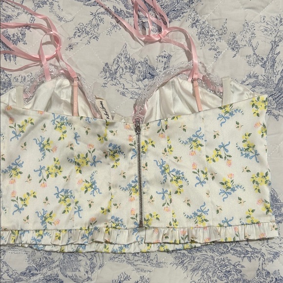 For Love And Lemons Floral Lace Bralette - White and Pink - Picture 2 of 7